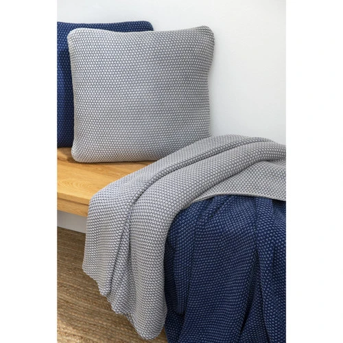 Плед из стираного хлопка серого цвета из коллекции essential, 130х180 см