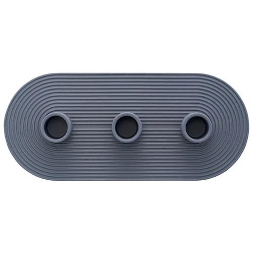 Подсвечник для 3 свечей из каменной керамики темно-синего цвета из коллекции essential