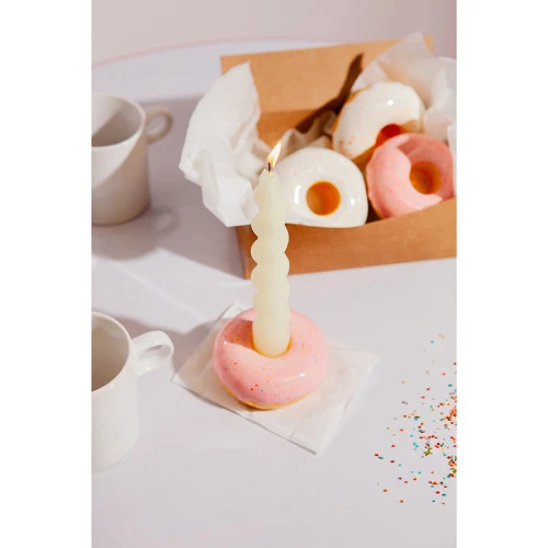 Подсвечник fast food, donut, D7 см, розовый