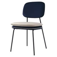 Стул с контрастным кантом pea, велюр, темно-синий/бежевый
