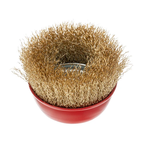 Щетка для УШМ, 75 мм, М14, "чашка", латунированная витая проволока Matrix