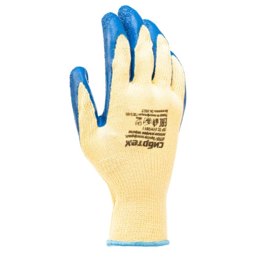 Перчатки трикотажные, полиэфирные, латексное рельефное покрытие, 10 Сибртех