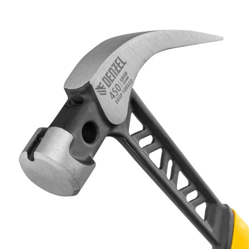 Молоток-гвоздодер 450 г, цельнокованый,боек с магнитом, двухкомп. обрезин. рук-ка Denzel