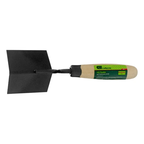Кельма угловая, 80 х 60 х 60 мм, стальная, для внешних углов, буковая ручка Сибртех