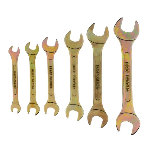 Набор ключей рожковых 6-17 мм, 6 шт, желтый цинк Сибртех