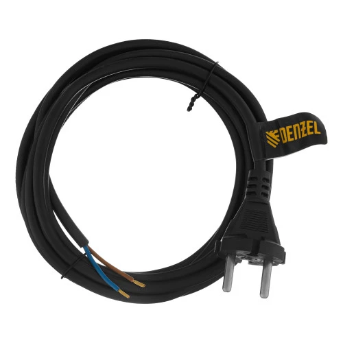 Шнур сетевой Energy Series, ПВС, 3 м, 2 x 1 мм, с неразборной вилкой, черный, Denzel