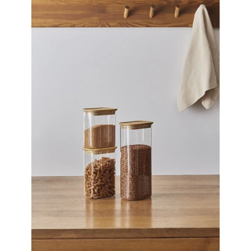Банка для хранения прямоугольная glass bamboo, 2 л