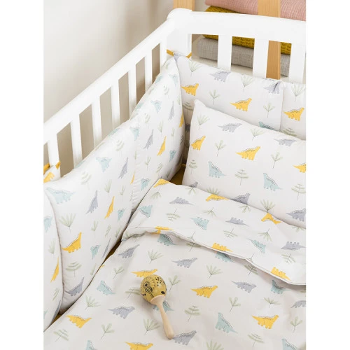 Комплект постельного белья из сатина с принтом dinosauria world из коллекции tiny world, 100х120 см