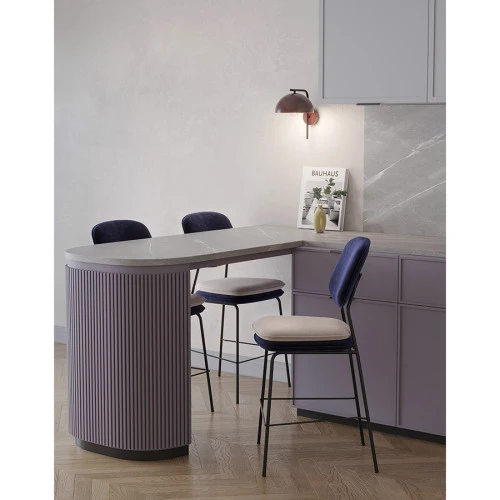 Стул полубарный pea, велюр, темно-синий/бежевый