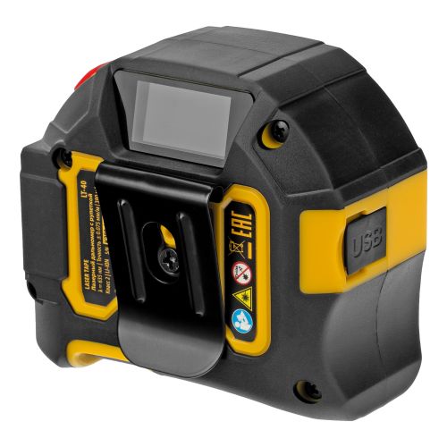 Лазерный дальномер с рулеткой LT-40, 5м x 19 мм, дальномер 40м, автомат. фиксация Denzel