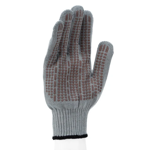 Перчатки трикотажные, акрил, ПВХ гель, "Протектор", серая туча, оверлок Сибртех