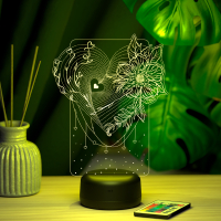 3D светильник  Светильник "Сердце с цветком"