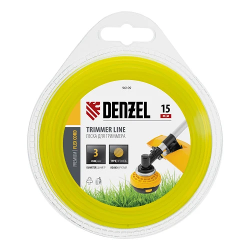 Леска для триммера, круглая 3 мм х 15 м, блистер Flex cord Denzel