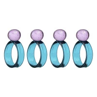 Набор из 4 колец для салфеток orb, D4 см, бирюзовые/розовые