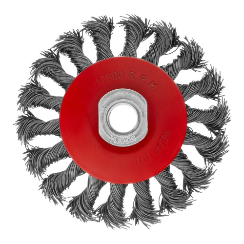 Щетка для УШМ, 100 мм, М14, "тарелка", крученая проволока 0.5 мм Matrix