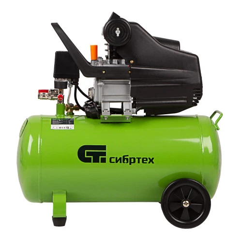 Компрессор воздушный КК-1500/50, 1.5 кВт, 198 л/мин, 50 л, прямой привод, масляный Сибртех