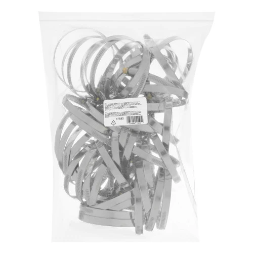 Хомуты нержавеющая сталь, Стандартное болтовое крепление 60-80 мм, 50 штук в упаковке, ширина 9 мм Сибртех