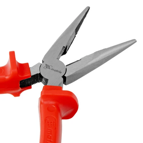 Длинногубцы прямые Econom, 160 мм, шлифованные, пластмассовые рукоятки Matrix