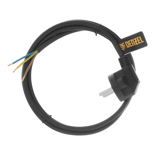Шнур сетевой Energy Series, ПВС, 1,5 м, 3 x 1 мм, с неразборной вилкой, черный, Denzel