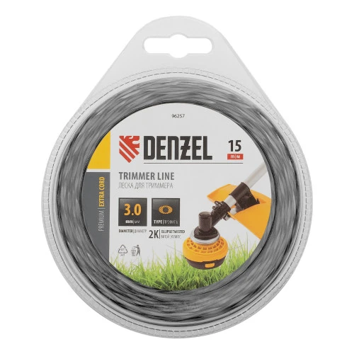 Леска для триммера двухкомпонентная эллипс, 3,0мм х 15м, блистер EXTRA CORD Denzel