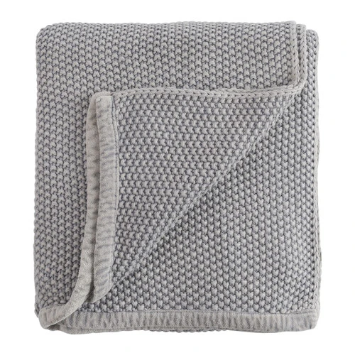 Плед из стираного хлопка серого цвета из коллекции essential, 130х180 см