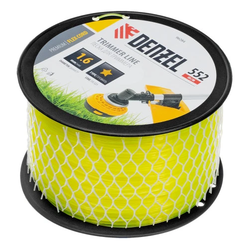 Леска для триммера звезда, 1,6мм х 552м, на DIN катушке FLEX CORD,  Denzel