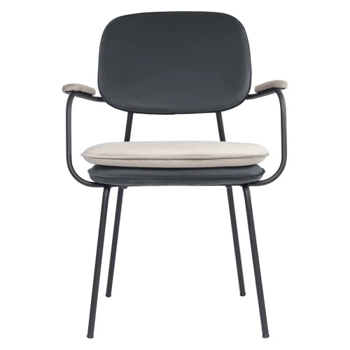 Стул с подлокотниками pea, велюр, темно-серый/бежевый