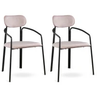 Набор из 2 стульев ror, round, велюр, черный/розовый
