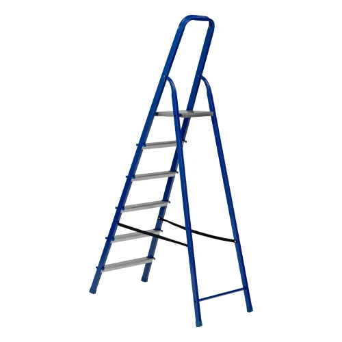 Стремянка, 6 ступеней, стальной профиль, алюминиевые ступени Сибртех