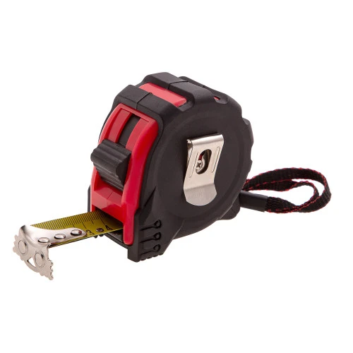 Рулетка Status Magnet 3 fixations,5 м х 25 мм,обрезиненный корпус,зацеп с магнитом Matrix