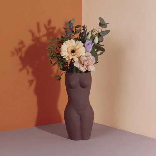 Ваза для цветов body, black, 23 см