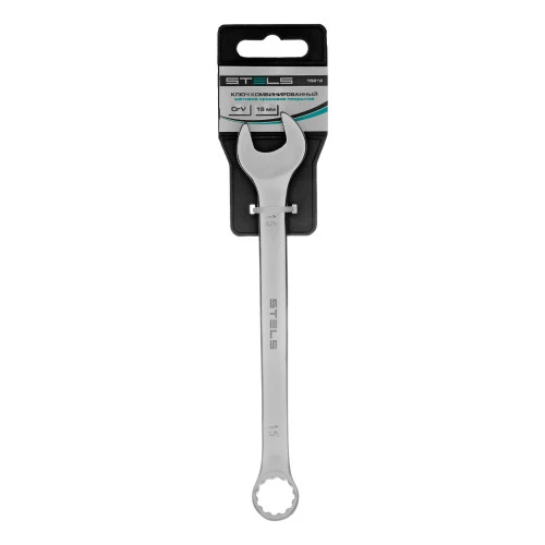 Ключ комбинированный, 15 мм, CrV, матовый хром Stels