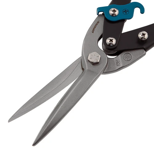 Ножницы по металлу "Piranha", 270 мм, прямой проходной рез, сталь СrMo, двухкомпонентные рукоятки Gross