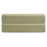 Простыня на резинке из сатина цвета шалфея с брашинг-эффектом из коллекции essential, 180х200х30 см