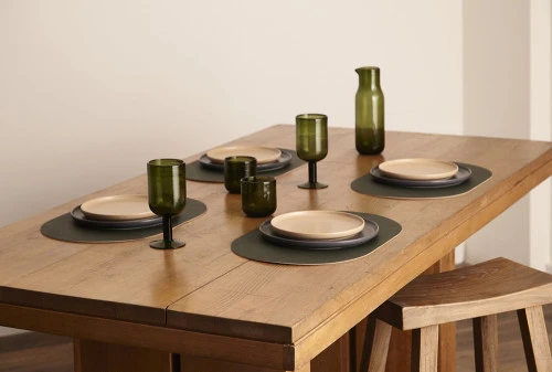 Набор из 4-х двухсторонних сервировочных салфеток pool, 30х45 см, зеленый/бежевый