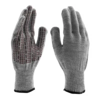 Перчатки трикотажные, акрил, ПВХ гель, "Протектор", серое мулине, оверлок Сибртех