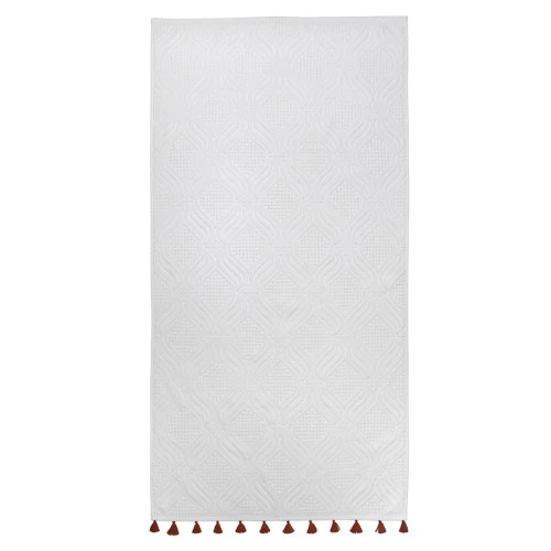 Полотенце банное белое, с кисточками цвета красной глины из коллекции essential, 70х140 см