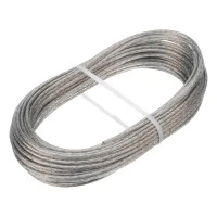 Трос металлополимерный прозрачный ПР-3.0, толщина 3.0 мм, моток 20 метров Сибртех