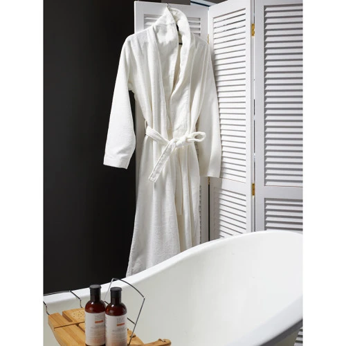 Халат махровый из чесаного хлопка белого цвета из коллекции essential, размер m