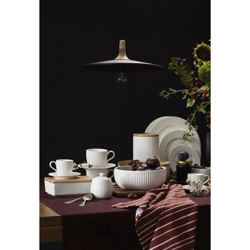 Масленка с крышкой из каучукового дерева soft ripples, dual glazing