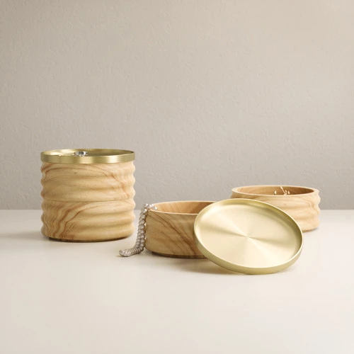 Шкатулка для украшений tesora, натуральное дерево/латунь