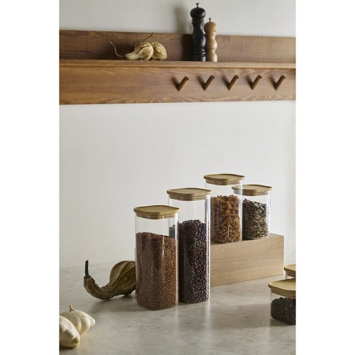 Банка для хранения квадратная glass bamboo, 1,9 л