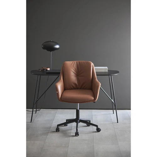 Стул на колесиках allar, экокожа, рогожка, коричневый