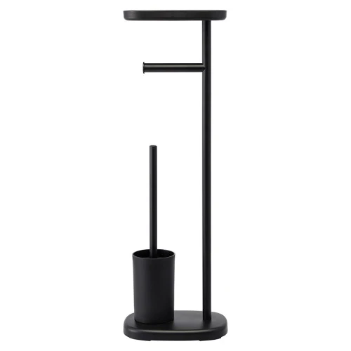 Держатель для туалетной бумаги с полочкой и ершиком slim, черный