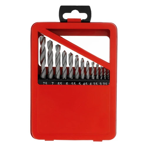 Набор сверл по металлу, 2-8 мм (через 0.5 мм) HSS 13 шт, металлическая коробка, цилиндрический хвостовик Matrix