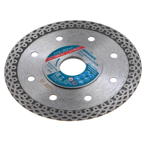 Диск алмазный, 115 х 22.2 мм, тонкий, сплошной (Jaguar) мокрая резка Gross