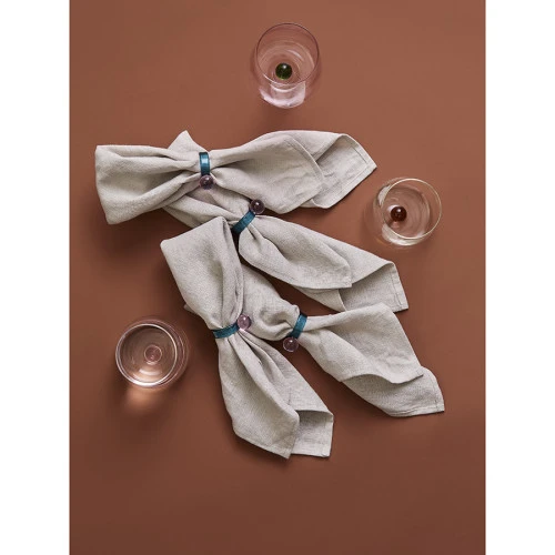 Набор из 4 колец для салфеток orb, D4 см, бирюзовые/розовые