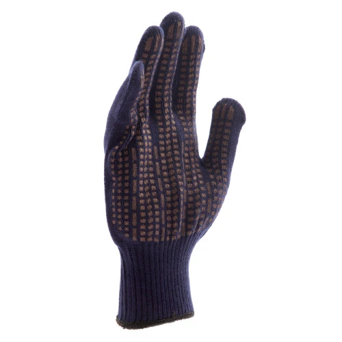 Перчатки трикотажные, акрил, ПВХ гель, "Протектор", синий, оверлок Сибртех