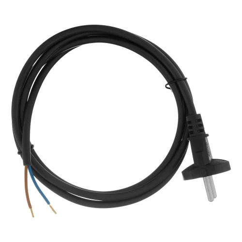 Шнур сетевой Energy Series, ПВС, 1,5 м, 2 x 1 мм, с неразборной вилкой, черный, Denzel