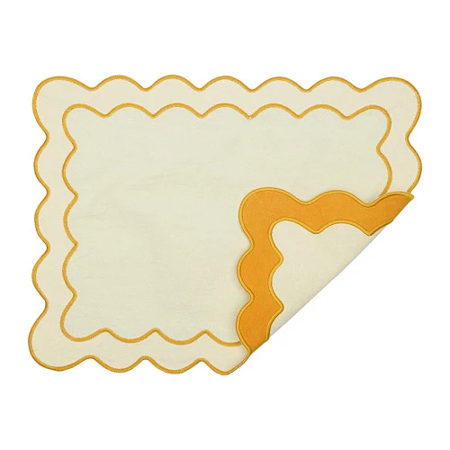 Салфетка под приборы с контрастным кантом горчичного цвета из коллекции trendy ruffles, 35х45 см